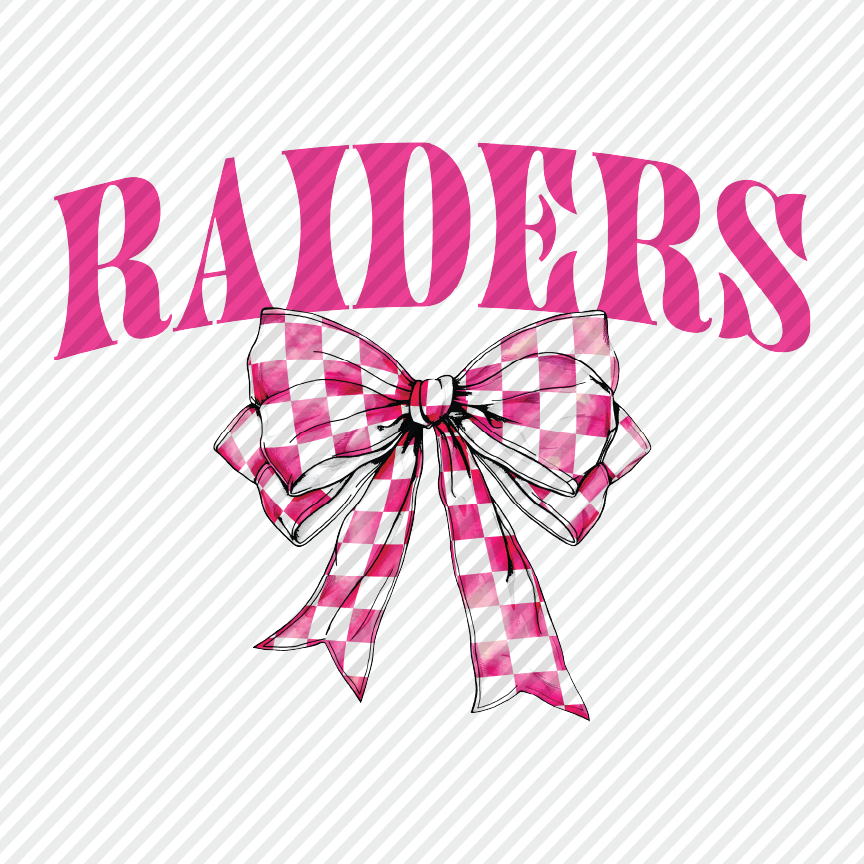 Pink Checkered Bow - Raiders