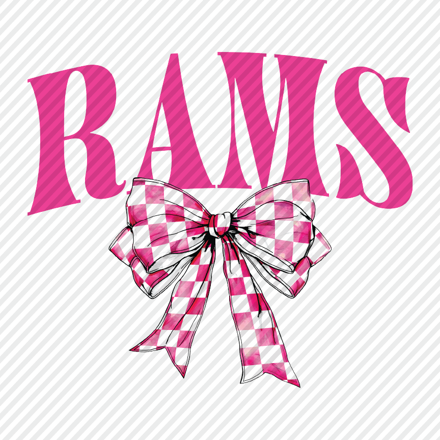 Pink Checkered Bow - Rams