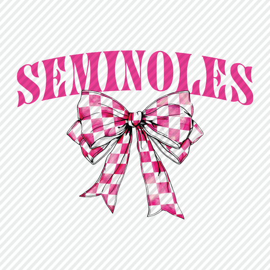 Pink Checkered Bow - Seminoles