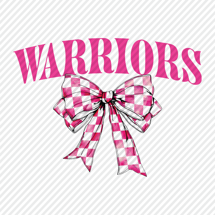 Pink Checkered Bow - Warriors