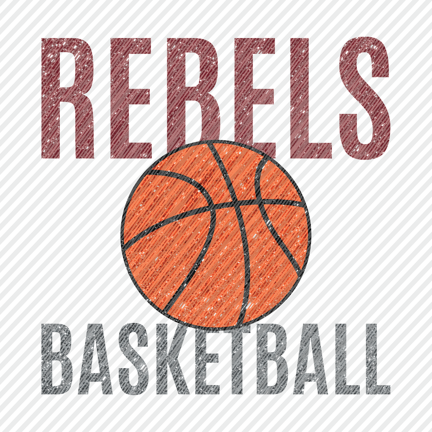 Rebels Basketball in tinsel glitter graphic