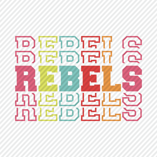 Rebels in bright colors stacked