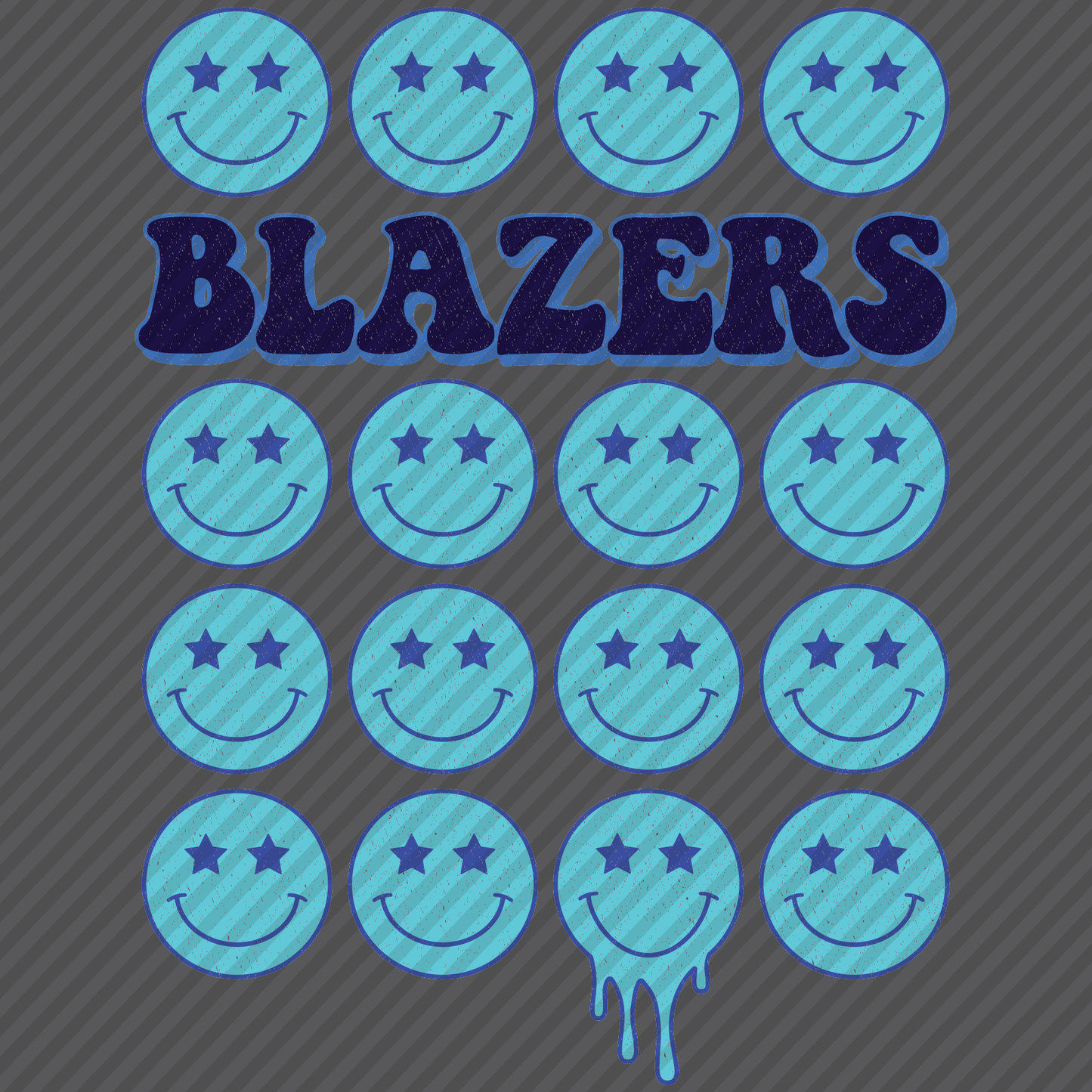 Blazers in Blue with retro smiley faces