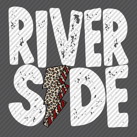 Riverside in white w/leopard lightning bolt