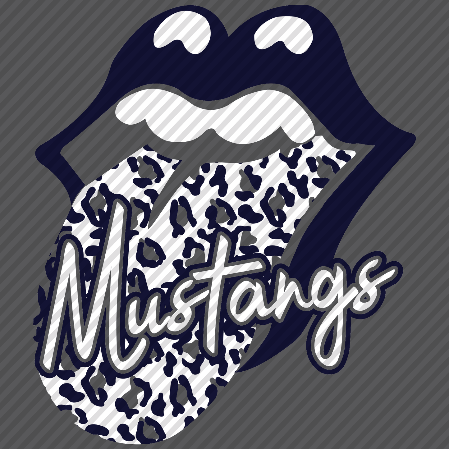 Rollin Stones tongue with Mustangs