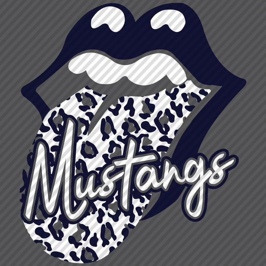 Rollin Stones tongue with Mustangs